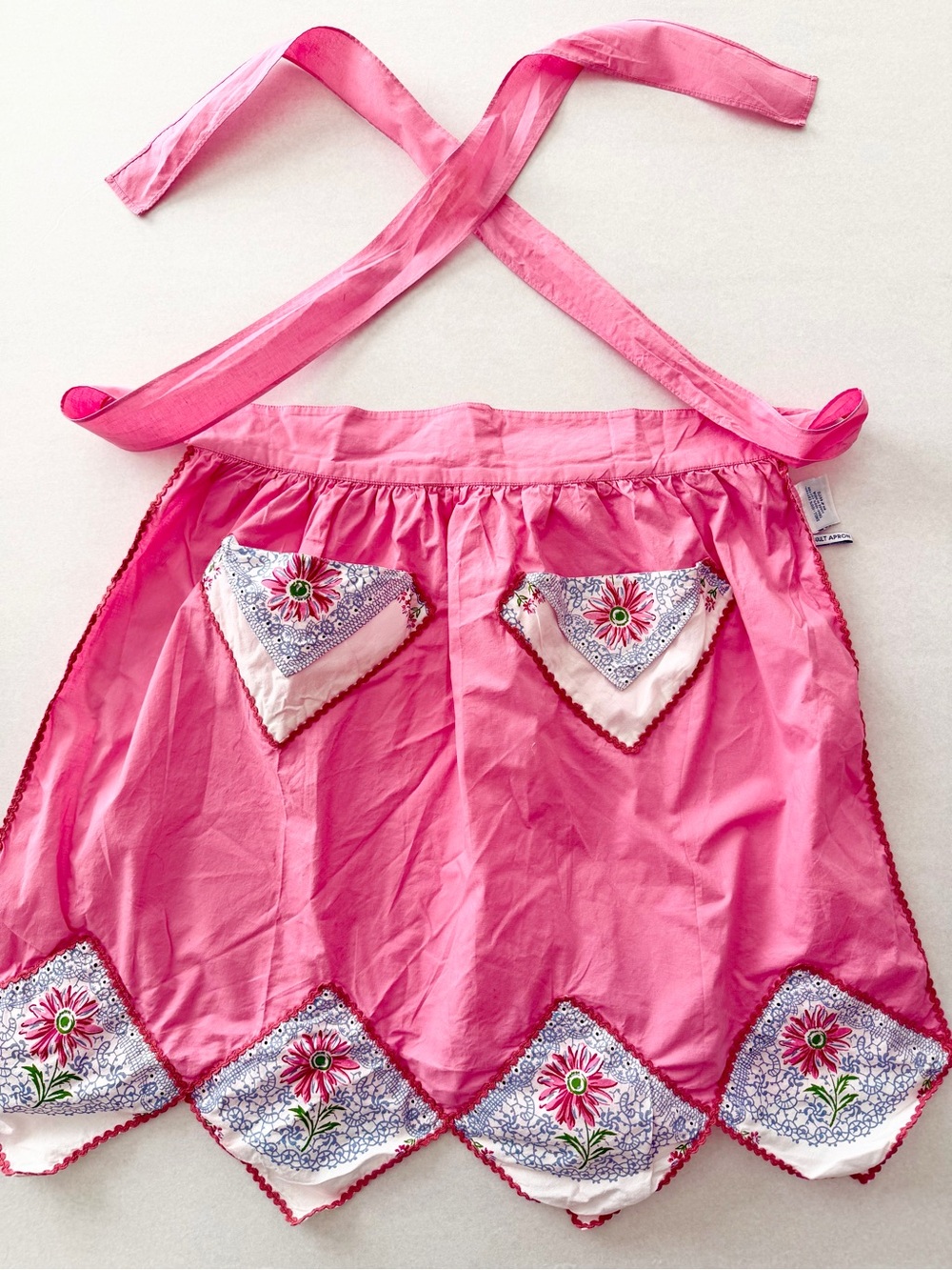 Pink Floral Apron with Pockets
